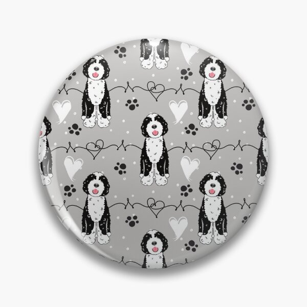 Item preview, Love Black White Portuguese Water Dog - Gray Background designed and sold by Lulupainting.