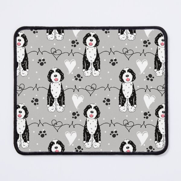 Item preview, Love Black White Portuguese Water Dog - Gray Background designed and sold by Lulupainting.