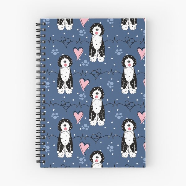 Item preview, Love Black White Portuguese Water Dog - Navy Background designed and sold by Lulupainting.