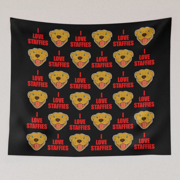 Item preview, I Love Staffies - Cute Staffy Pattern Design Of A Golden Staffy designed and sold by Cameronckjc.