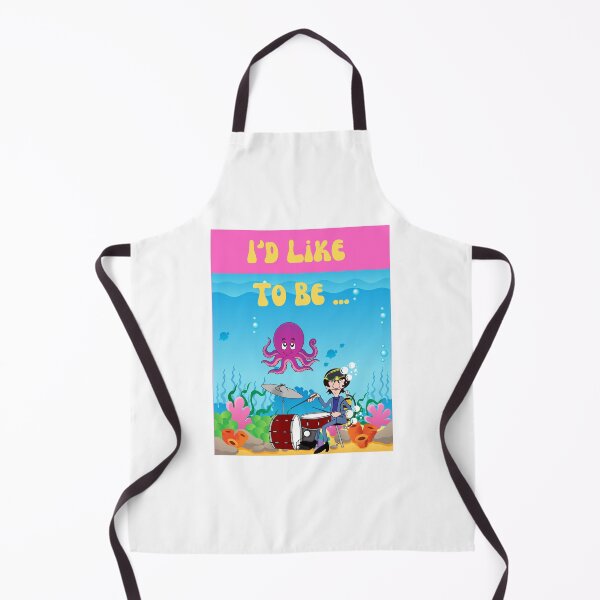 Item preview, I'd Like To Be Under The Sea Pink and Gold Barbecue Chef Apron designed and sold by podguy.