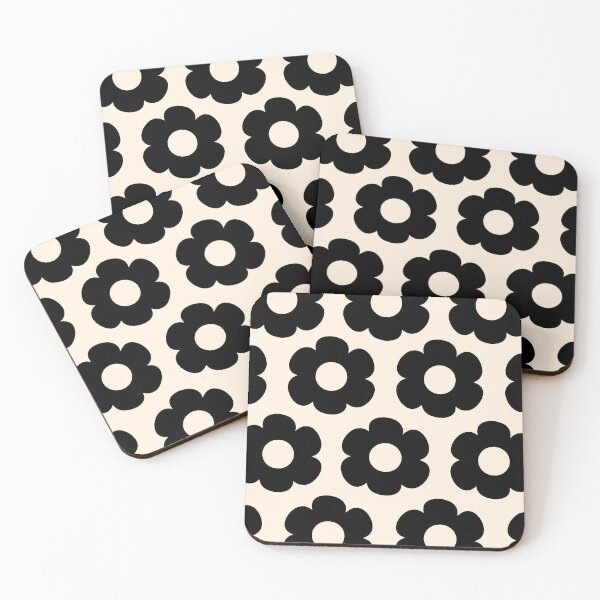 Item preview, Such Cute Flowers Retro Floral Pattern in Black and Almond Cream designed and sold by kierkegaard.