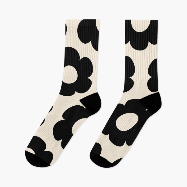Item preview, Such Cute Flowers Retro Floral Pattern in Black and Almond Cream designed and sold by kierkegaard.