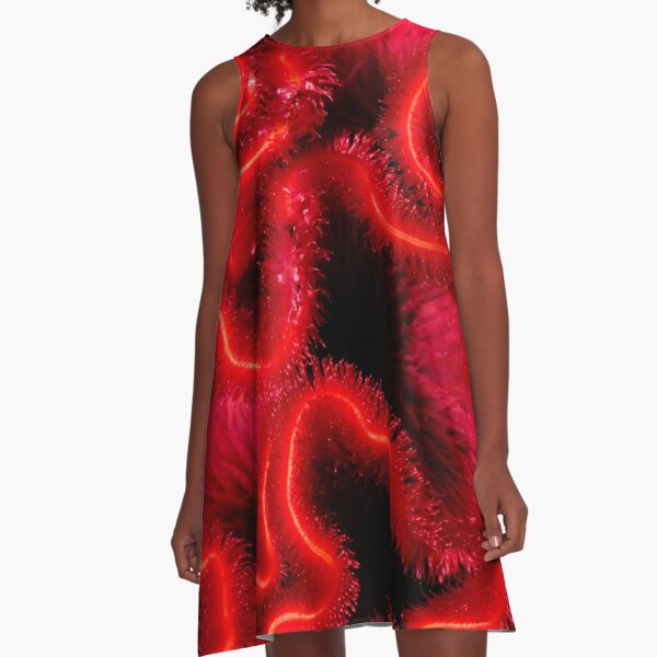 Coral red coral under water Butterfly butterflies fly wings Abstract colorful art texture nature natural creative 2022 new design men women A-Line Dress