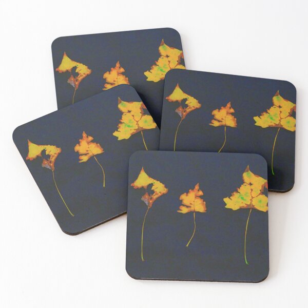 Item preview, Somebody had Leaf for Lunch Trio - Yellow on Dark Background designed and sold by Mike Solomonson.