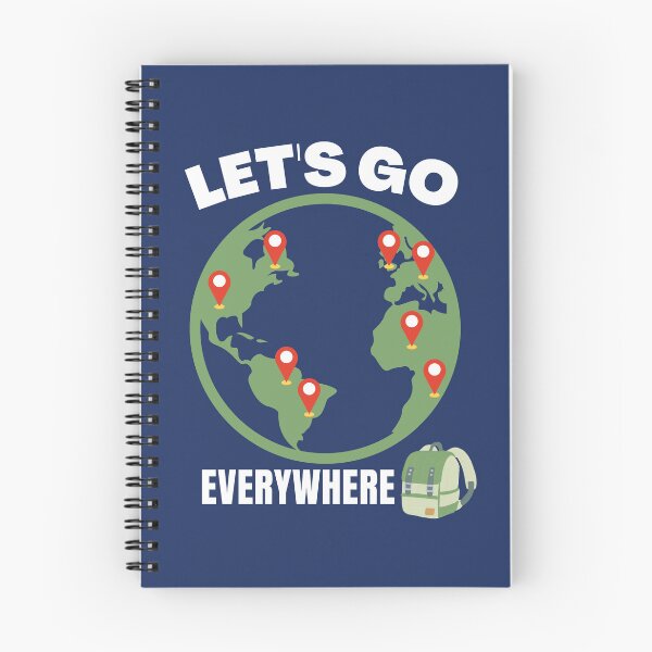 Item preview, Let's Go Everywhere, World with pins and backpack. designed and sold by Coralgb.