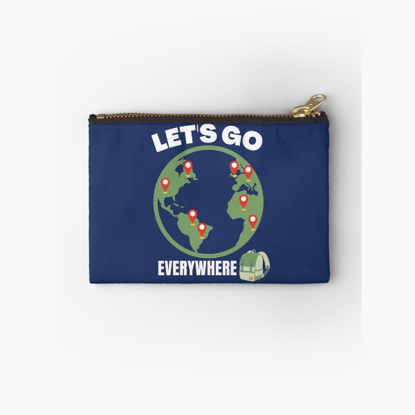 Item preview, Let's Go Everywhere, World with pins and backpack. designed and sold by Coralgb.