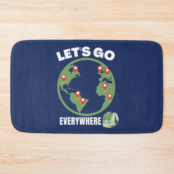 Item preview, Let's Go Everywhere, World with pins and backpack. designed and sold by Coralgb.