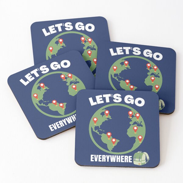 Item preview, Let's Go Everywhere, World with pins and backpack. designed and sold by Coralgb.