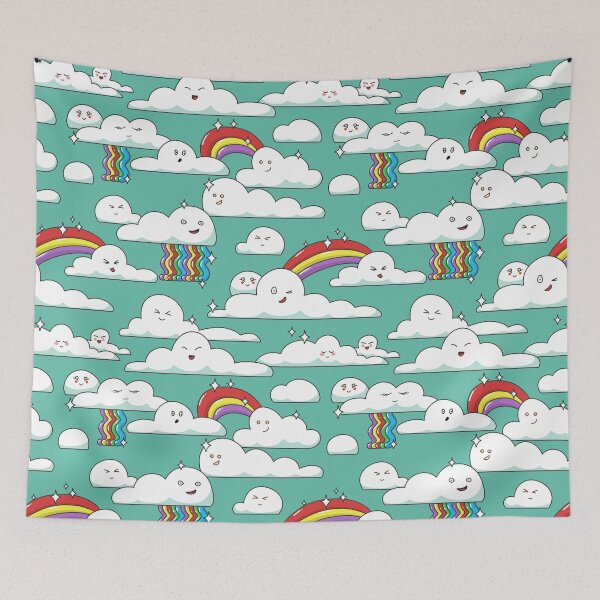 Item preview, Kawaii clouds pattern designed and sold by space-kitten.
