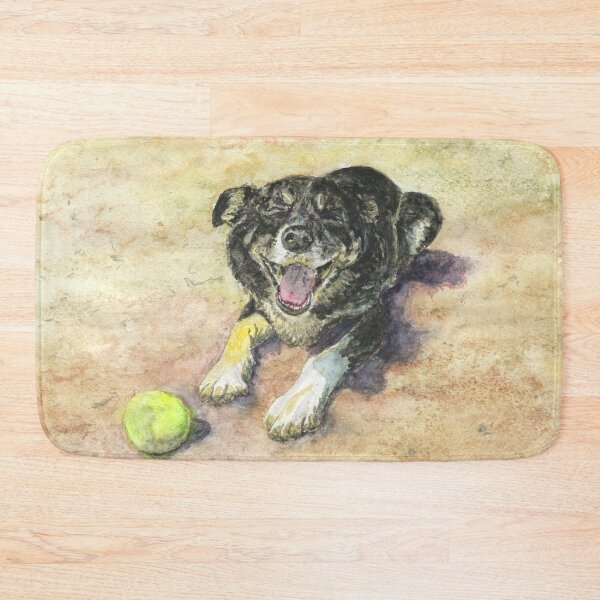 Item preview, Harry the border collie is a happy dog on the beach with a tennis ball designed and sold by LymphomaLass.