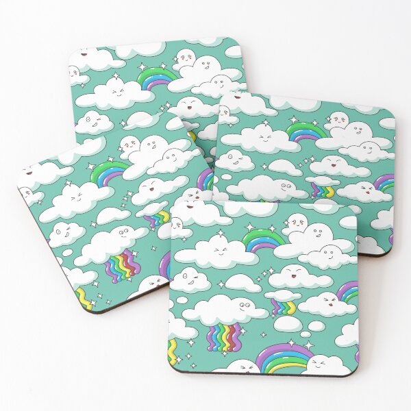 Item preview, kawaii clouds and rainbows pattern designed and sold by space-kitten.