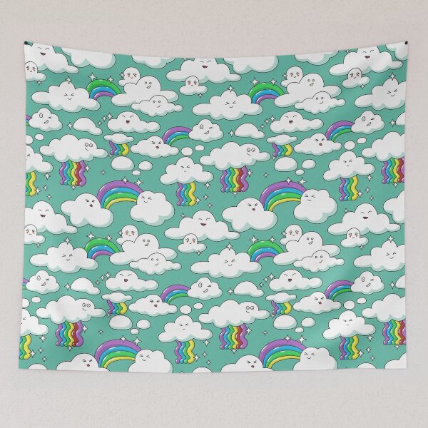 Item preview, kawaii clouds and rainbows pattern designed and sold by space-kitten.