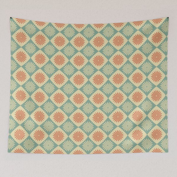 Item preview, Blomma, Vintage 60s Flower Seamless Pattern in Retro Color Style designed and sold by BesanoStyle.