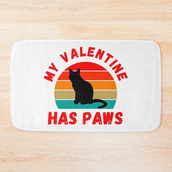 Item preview, My Valentine Has Paws - retro sunset cat lover quote   designed and sold by EiraJocasta.