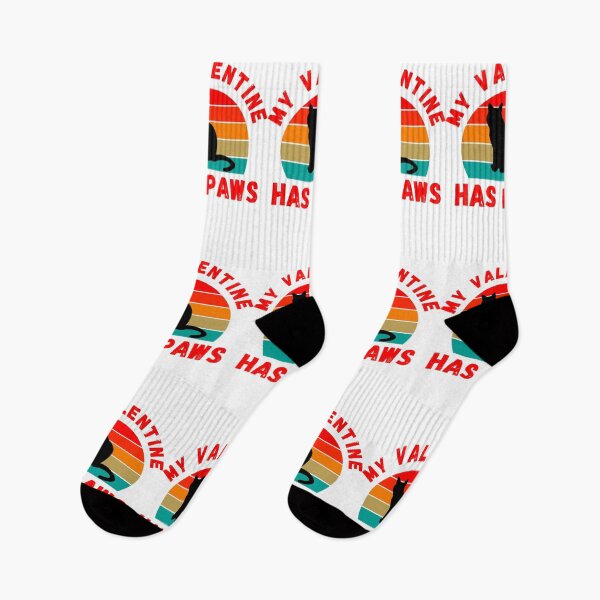 Item preview, My Valentine Has Paws - retro sunset cat lover quote   designed and sold by EiraJocasta.