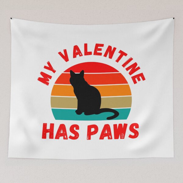 Item preview, My Valentine Has Paws - retro sunset cat lover quote   designed and sold by EiraJocasta.
