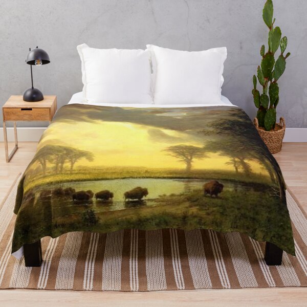 Item preview, Golden Serenity: A Herd of Grazing Buffaloes in a Tranquil Landscape designed and sold by SweetMySpot.