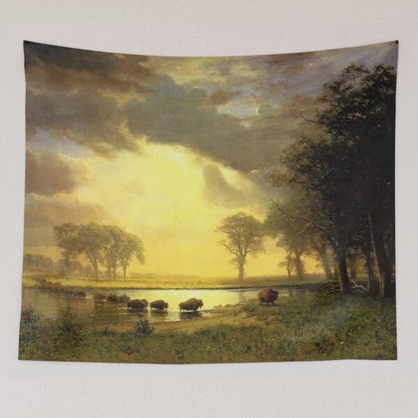 Item preview, Golden Serenity: A Herd of Grazing Buffaloes in a Tranquil Landscape designed and sold by SweetMySpot.