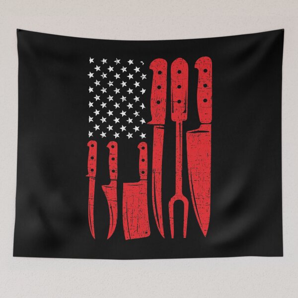 Item preview, American Flag Kitchen Butcher Knife Set Shirt, US Meat Deli Butcher Shirt, Butcher Shop Shirt, Butcher Tool Knife Shirt, Boning Knife Shirt designed and sold by aymob.