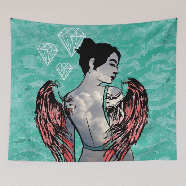 Item preview, Woman with red wings and white diamonds, cool and graphic designed and sold by keera66.