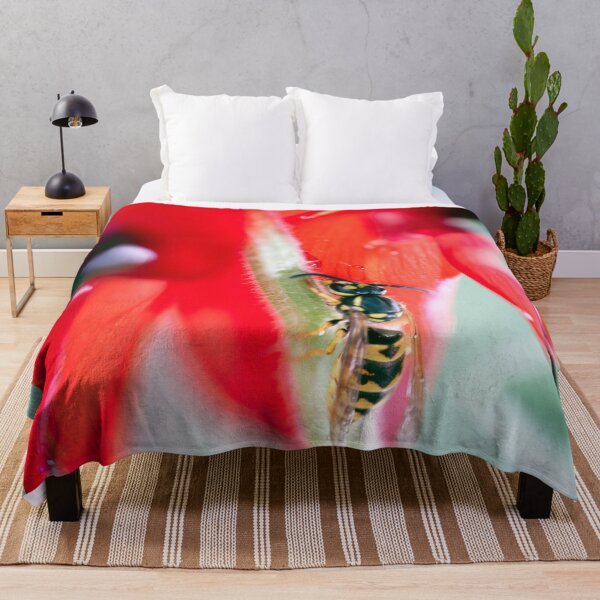 Item preview, European Wasp stops on the beautiful Sturt Desert Pea designed and sold by imaginethis.