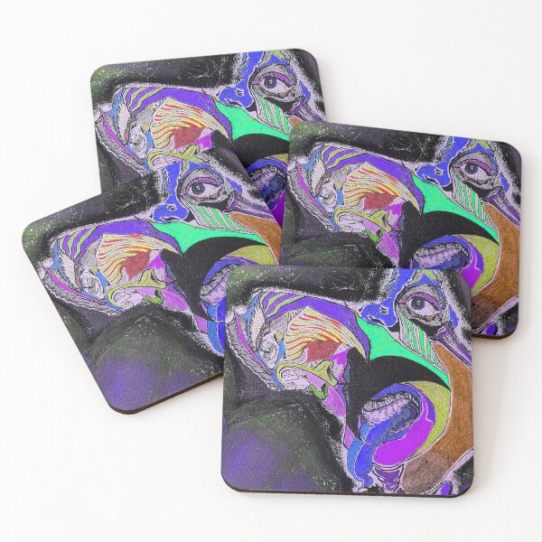 Item preview, Abstract face, two face, animated half face, colorful face, eye in the machine, purple face designed and sold by Nostrathomas66.