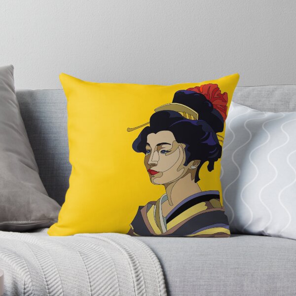 Yellow Geisha Throw Pillow