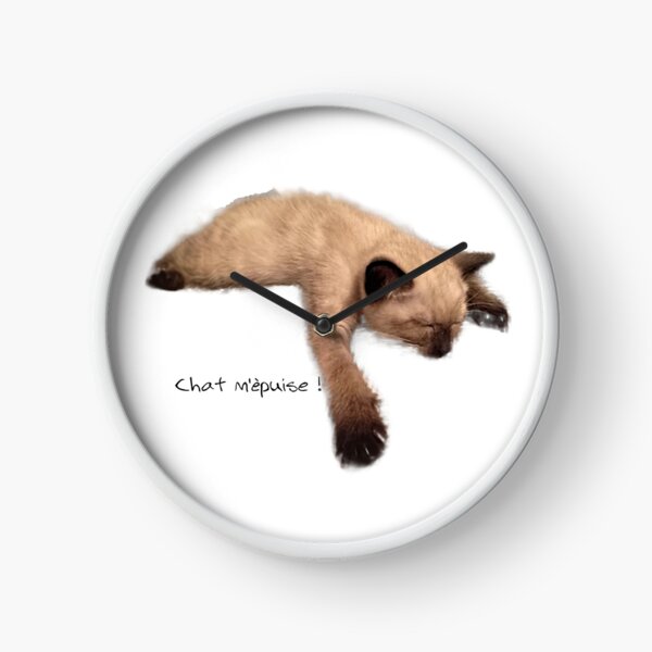 Sleeping Exhausted Kitten Clock