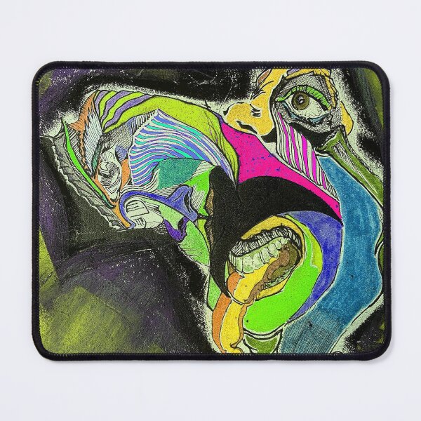 Item preview,  Abstract face, two face, animated half face, colorful face, eye in the machine, green face designed and sold by Nostrathomas66.
