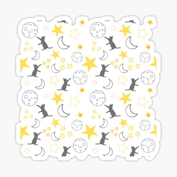 Cats, Moon, and Stars Cat Pattern Sticker