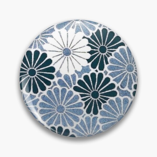 Item preview, Retro Blue Chrysanthemum Floral designed and sold by SaraValor.
