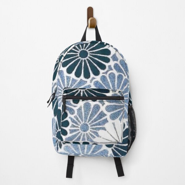 Item preview, Retro Blue Chrysanthemum Floral designed and sold by SaraValor.