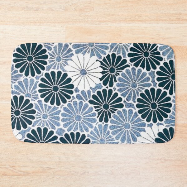 Item preview, Retro Blue Chrysanthemum Floral designed and sold by SaraValor.