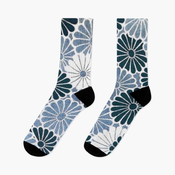 Item preview, Retro Blue Chrysanthemum Floral designed and sold by SaraValor.
