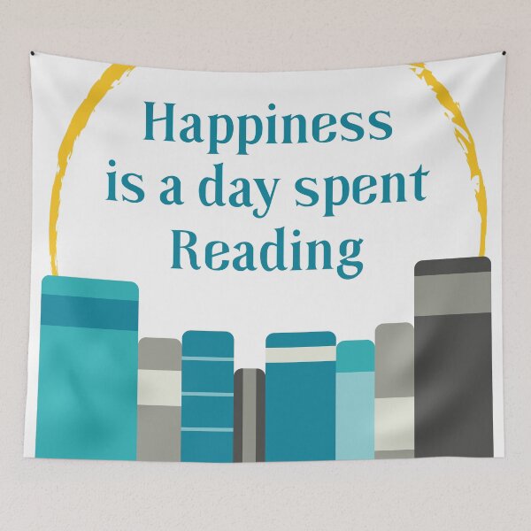 Item preview, Happiness is a Day Spent Reading | Turquoise Grey | White designed and sold by Wintre2.