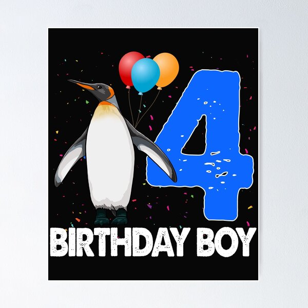 Item preview, Birthday Boy 4 Penguin designed and sold by Bendthetrend.
