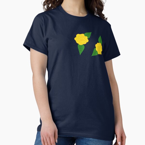Raindrops and Roses - Yellow on Navy Blue Classic T-Shirt