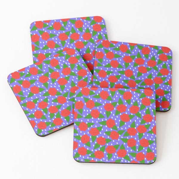 Item preview, Raindrops and Roses - Red on Blue designed and sold by MerryMakewell.
