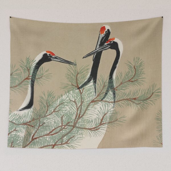 Item preview, Japanese Art Cranes from Momoyogusa (1909) by Kamisaka Sekka designed and sold by Designedbysm.