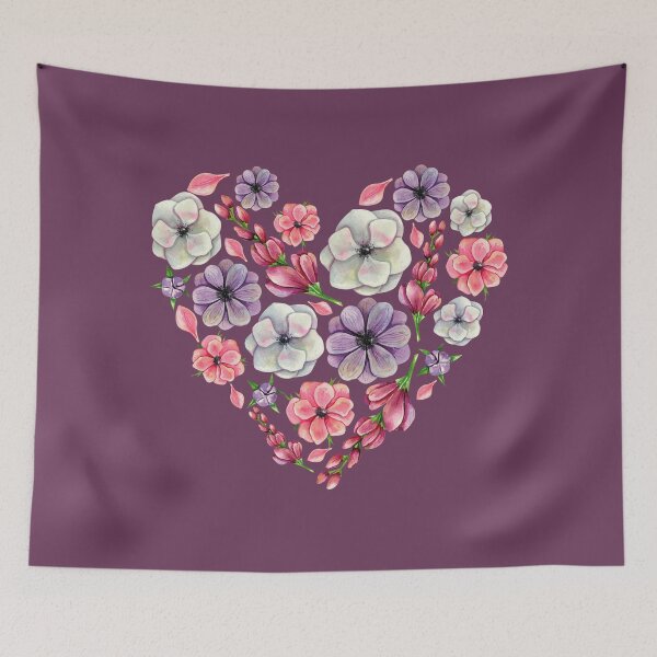 Item preview, Floral Valentine's Heart | Watercolor Botanical Flowers designed and sold by MiaDelelai.