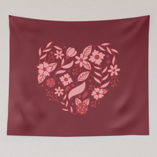 Item preview, Bright Pink and Red Floral Valentine's Heart | Watercolor Botanical Flowers designed and sold by MiaDelelai.