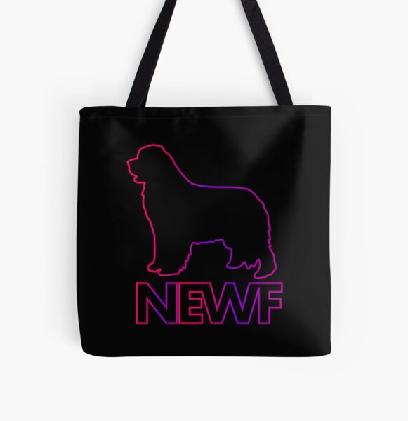 Neon Newfoundland Dog Design All Over Print Tote Bag