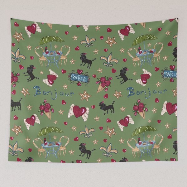 Item preview, Bonjour Paris! on Vert Background by MarcyBrennanArt designed and sold by MarcyBrennanArt.