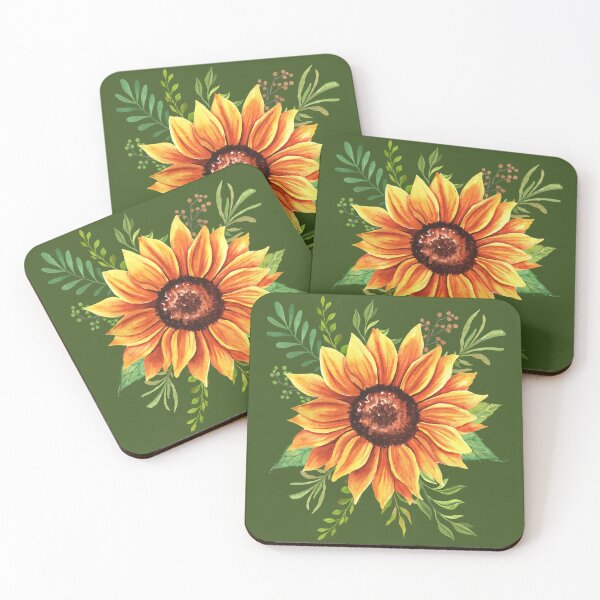 Item preview, Orange and Yellow Watercolor Vintage Sunflower for Plant Lovers, and Plant Moms designed and sold by MiaDelelai.