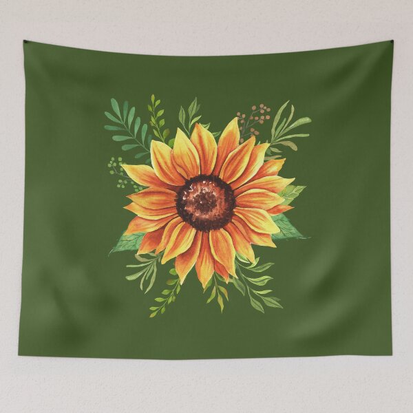 Item preview, Orange and Yellow Watercolor Vintage Sunflower for Plant Lovers, and Plant Moms designed and sold by MiaDelelai.