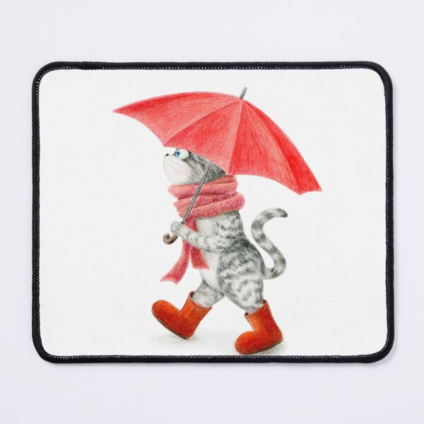 Item preview, Tabby cat with a red umbrella designed and sold by quiet-forest.