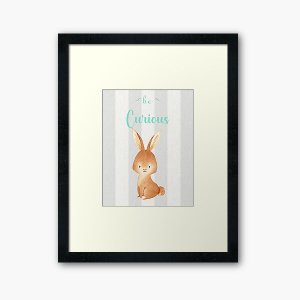 Aperçu de l'œuvre Soyez curieux | Art de la pépinière | Déco chambre enfant | Lapin | Cadeau parfait pour les enfants créée et vendue par SmileFactoryWD.