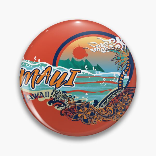 Item preview, Vintage 80's Maui Hawaii Beach Round Tourist Design designed and sold by sunnthreads.
