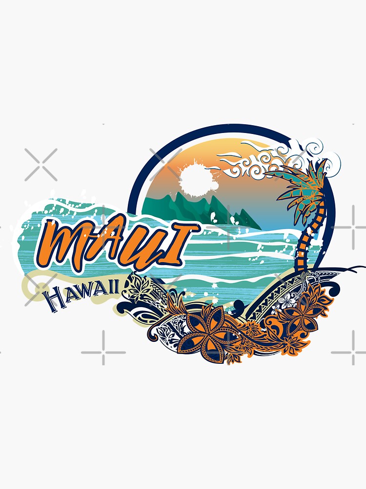 Vintage 80's Maui Hawaii Beach Round Tourist Design